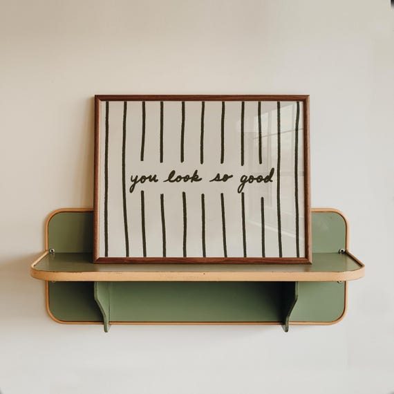 You Look So Good Print Brown Striped Bathroom Art Vanity Decor Horizontal