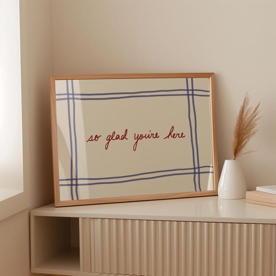 So Glad Youre Here Print Entryway Stripe Wall Art Guest Room Decor