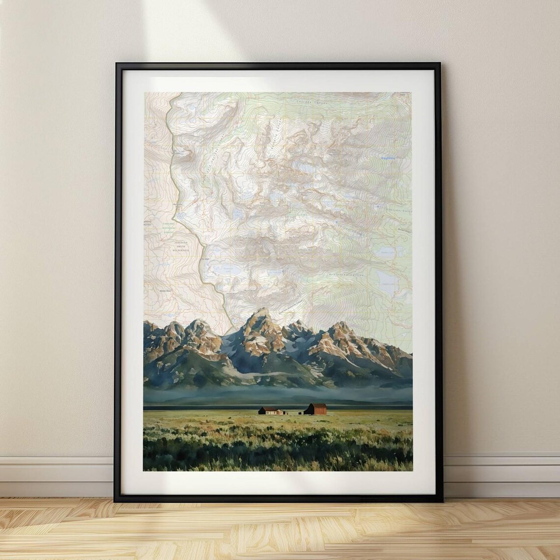 Grand Tetons Watercolor Illustration, National Park Art Print