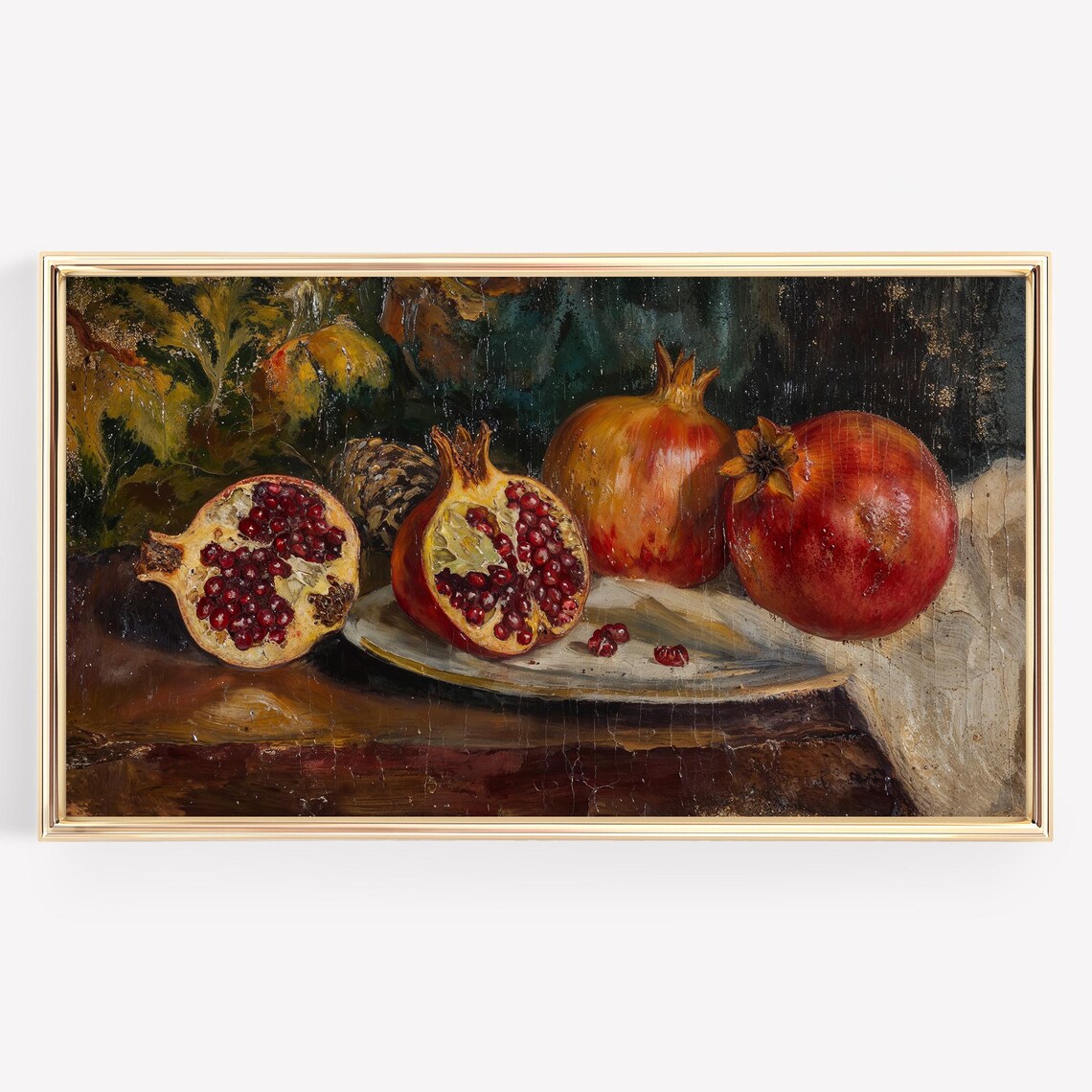 Pomegranate Christmas Rustic Botanical Still Life Poster