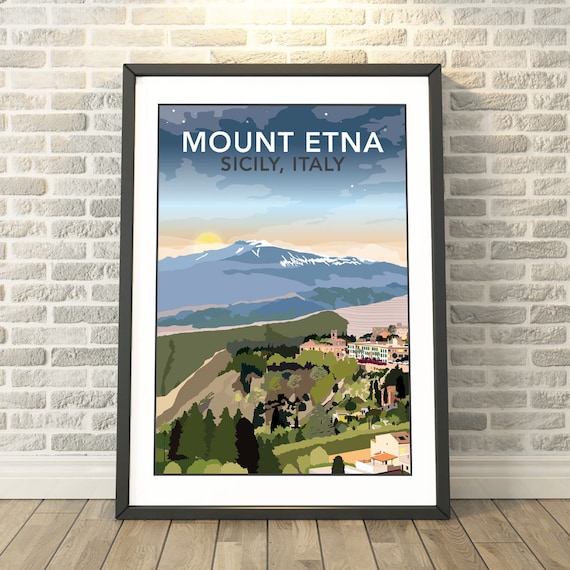 Mount Etna Sicily Italy Travel Poster
