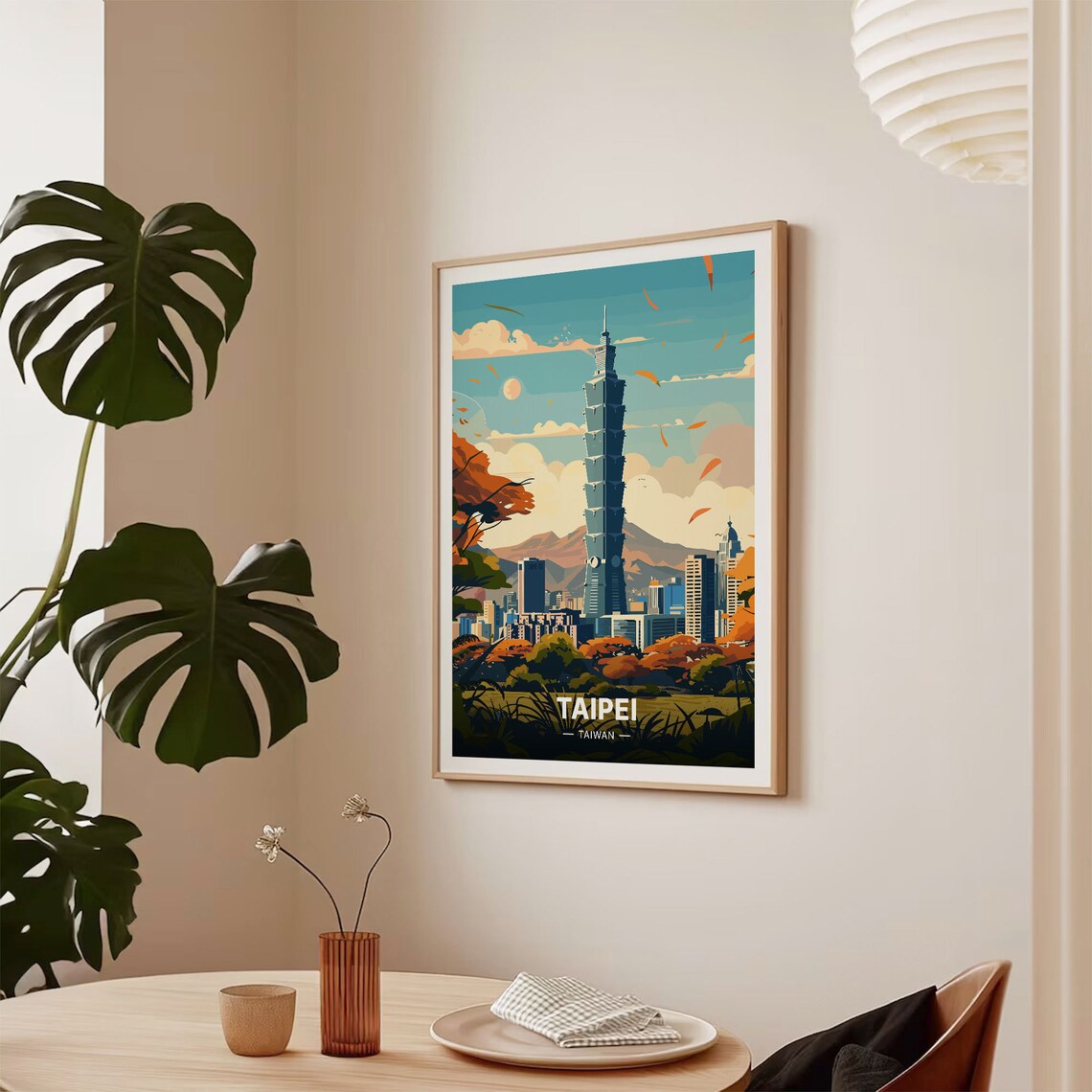 Taipei Cityscape Travel Poster, Taiwan Wall Decor - Image 2