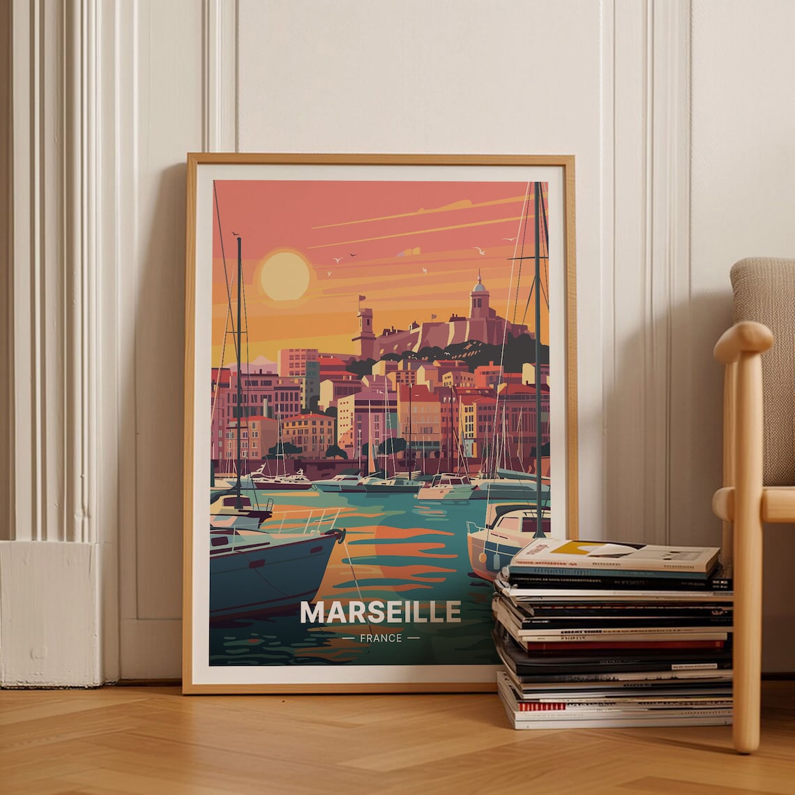 Marseille Evening Travel Poster, France Travel Poster