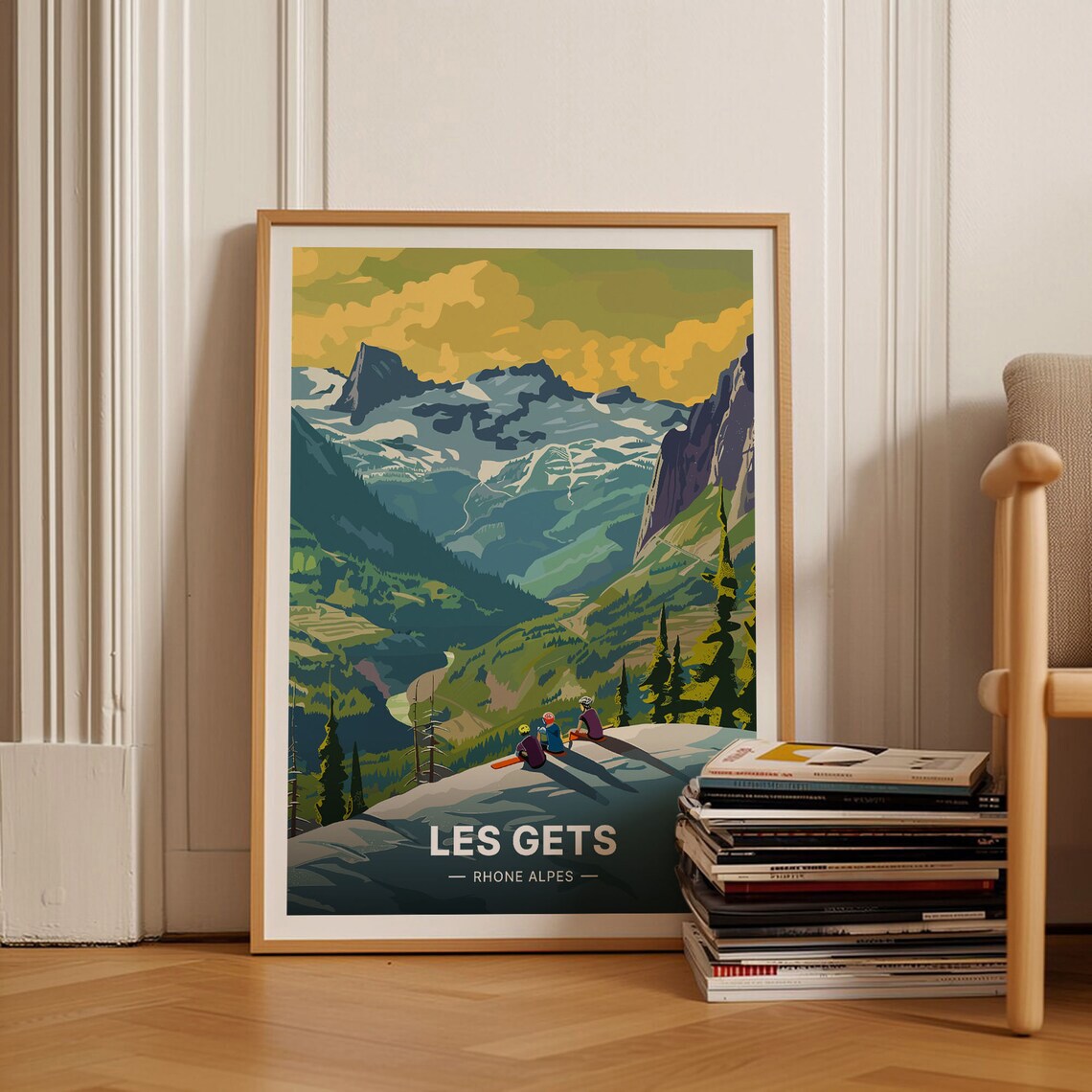 Les Gets Rhone Alpes Travel Poster French Alps Ski Winter Mountain Art