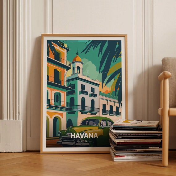 Havana Cuba Travel Poster Vintage Style Wall Art Caribbean Decor Gift For Travelers C20 1164