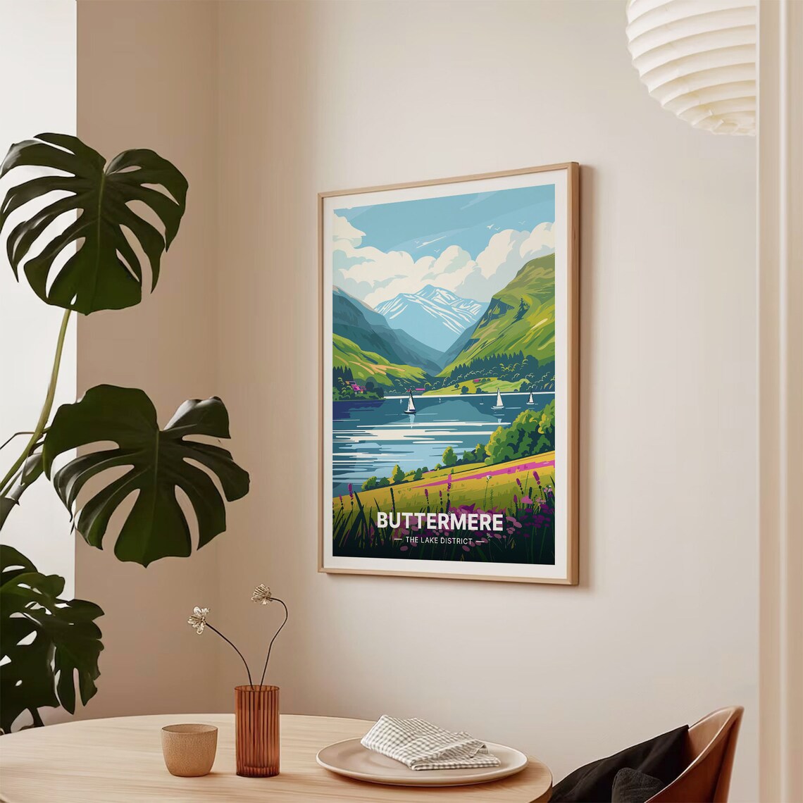 Buttermere The Lake District Fells Sailboats Lake Travel Poster - Image 2