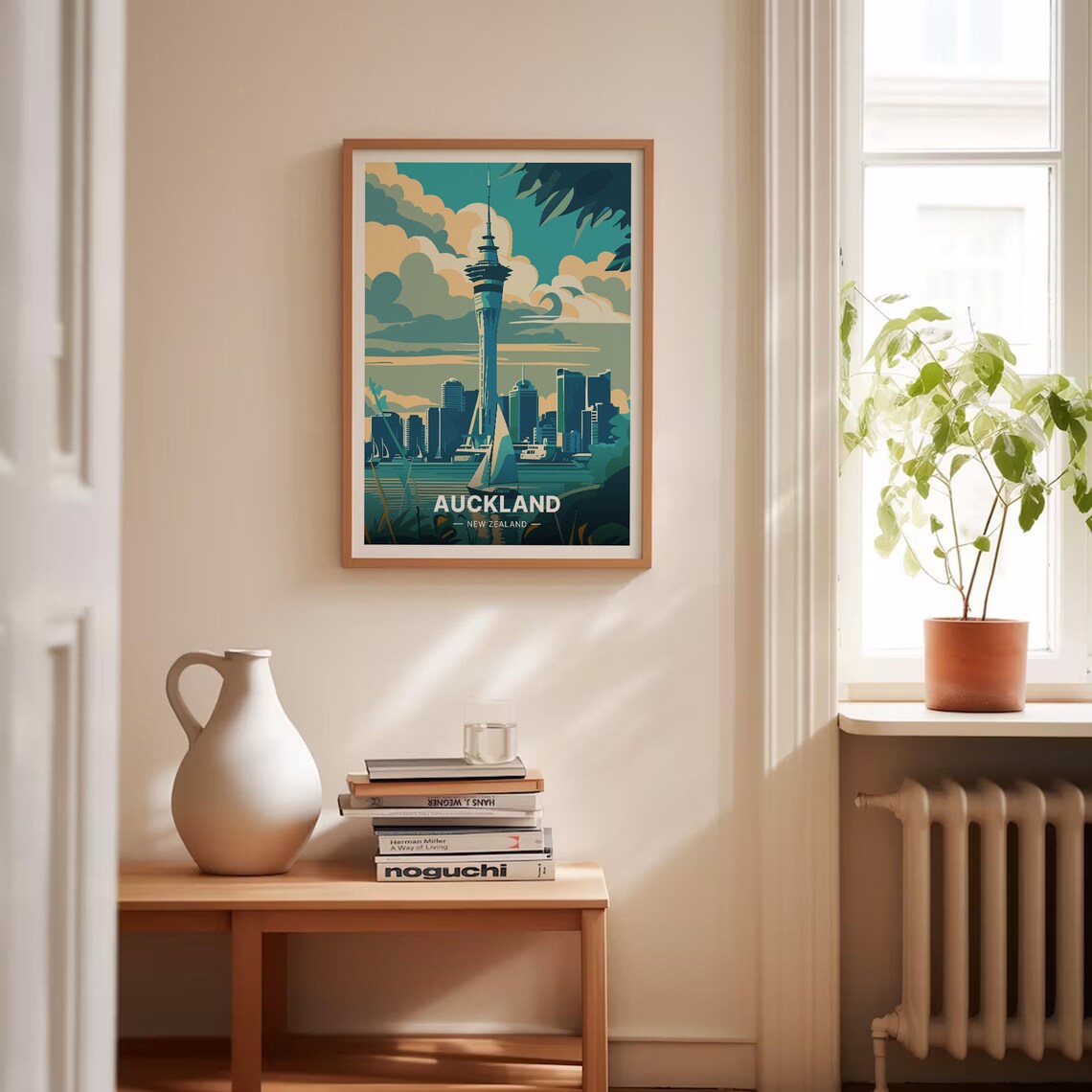 Auckland New Zealand Sky Tower Harbor Sailboats Travel Poster Art - Image 4