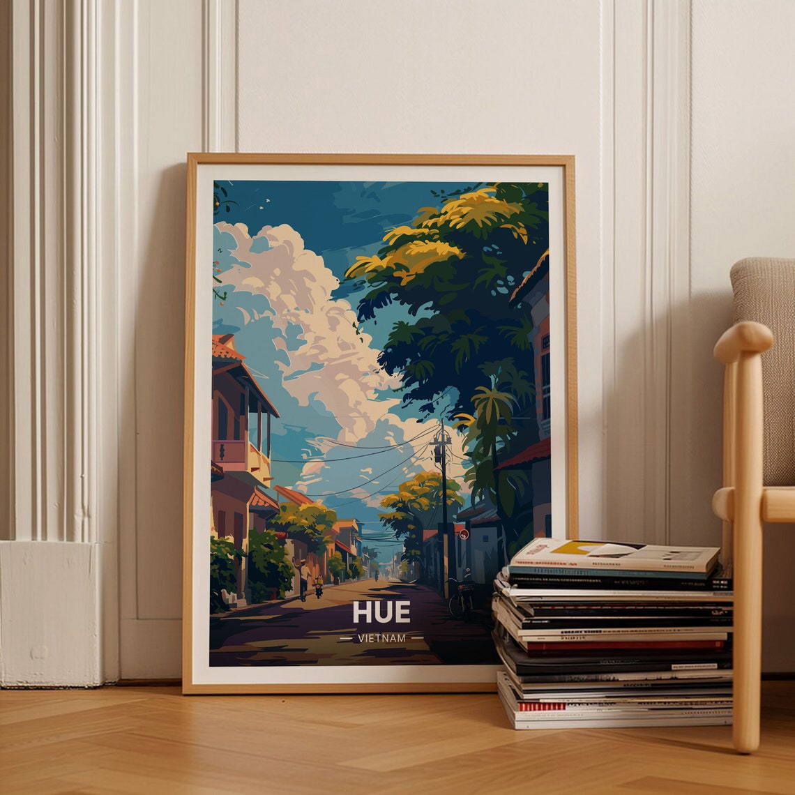 Hue Vietnam Imperial City Scenic Tree Lined Street Travel Poster