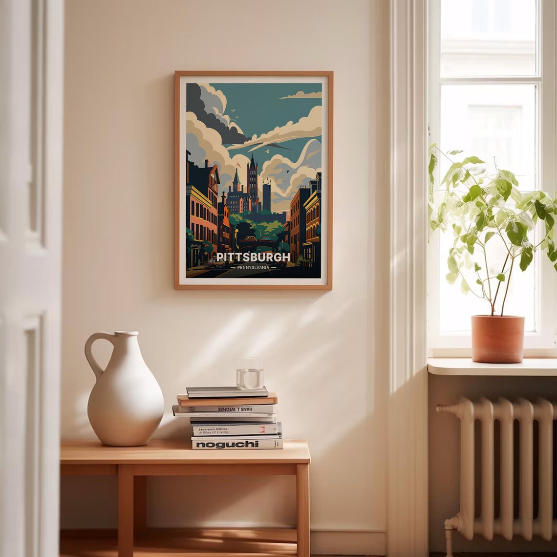 Pittsburgh Skyline Travel Poster, Pennsylvania Cityscape - Image 4