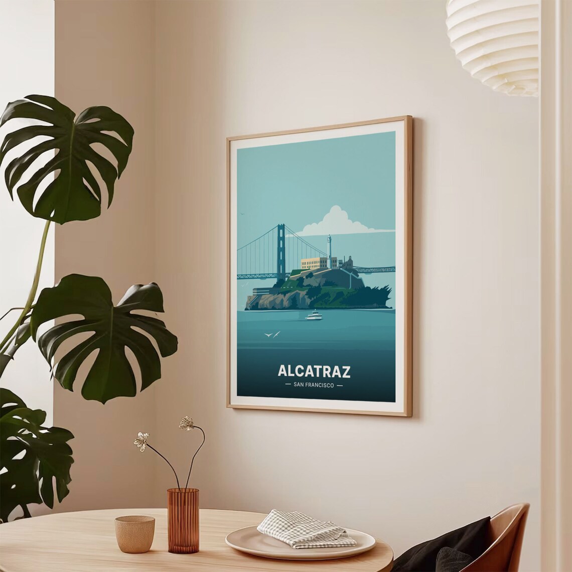 San Francisco Travel Poster, Alcatraz Golden Gate Bridge - Image 2