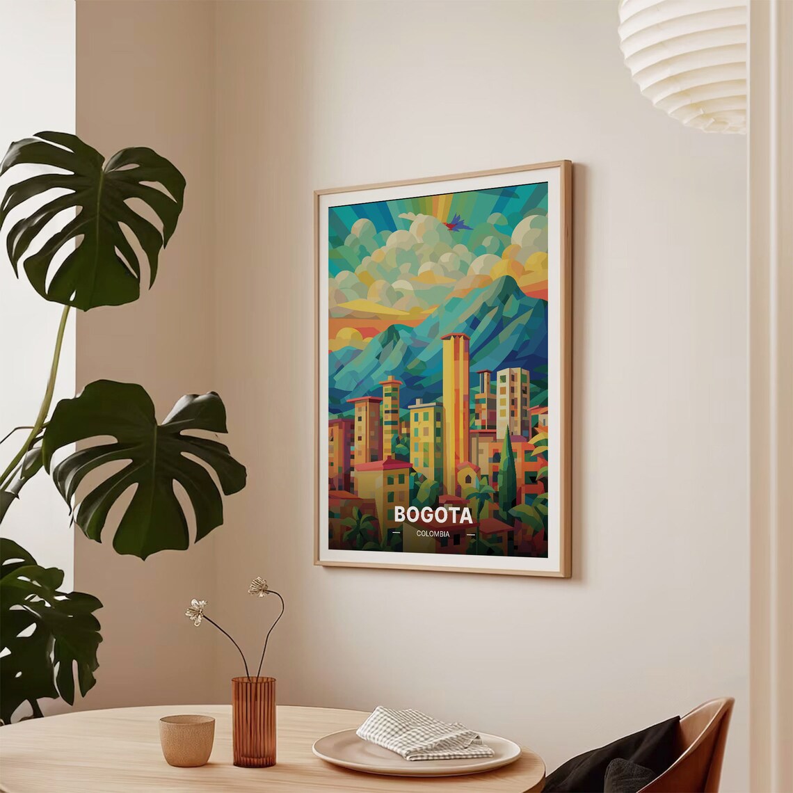 Bogota Colombia City Towers Green Mountains Vintage Retro Travel Poster - Image 2