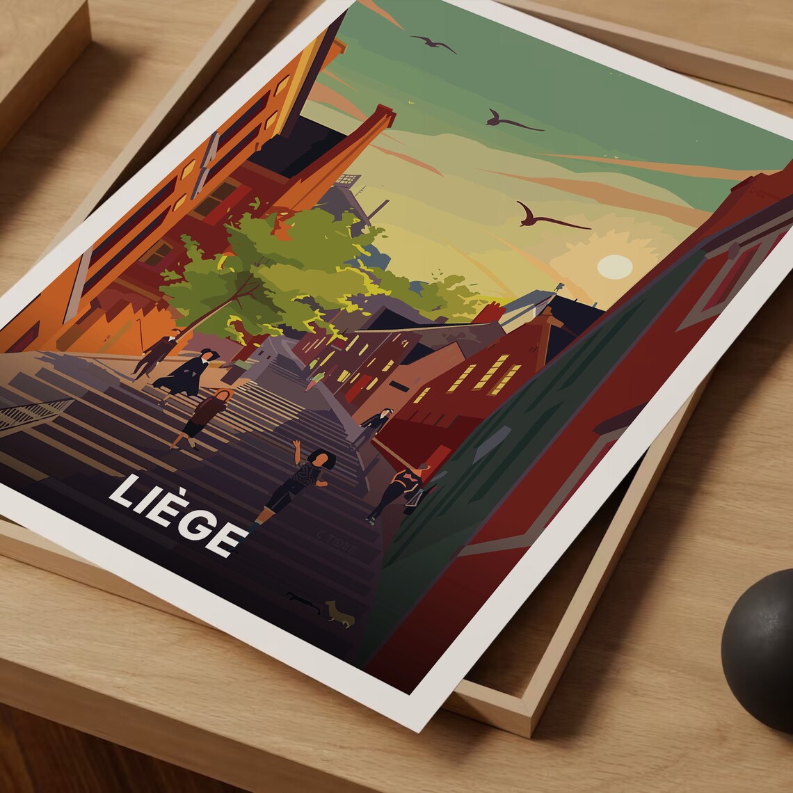 Lige Belgium Travel Poster, European Cityscape - Image 3