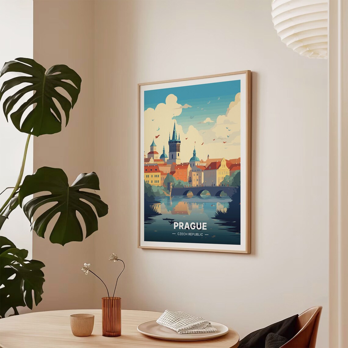 Prague Czech Republic Old Town Charles Bridge Vintage Travel Poster - Image 2