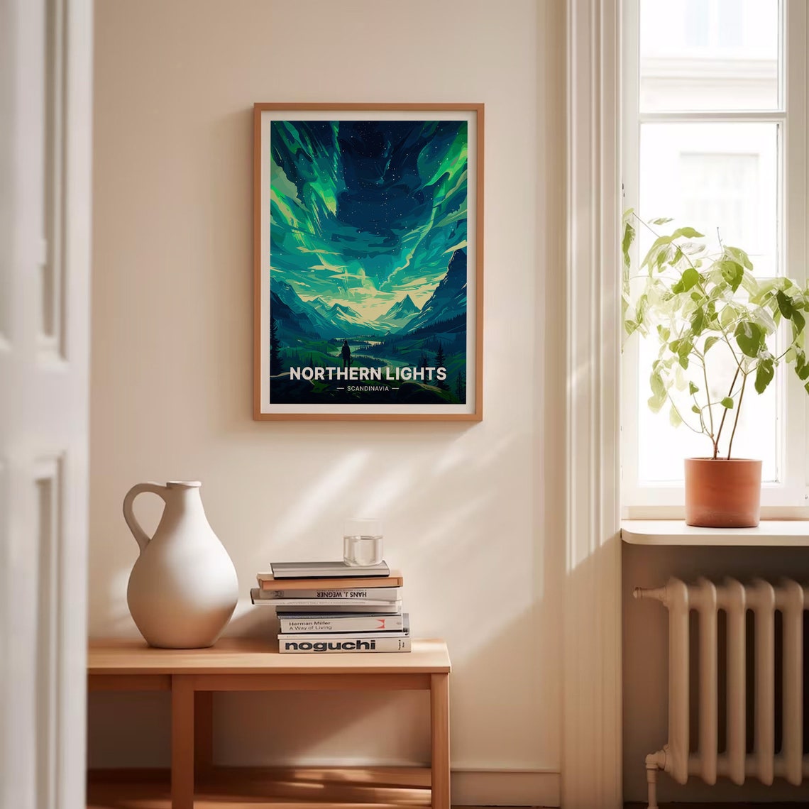 Northern Lights Poster Scandinavia Aurora Mountain Night Sky Art - Image 4