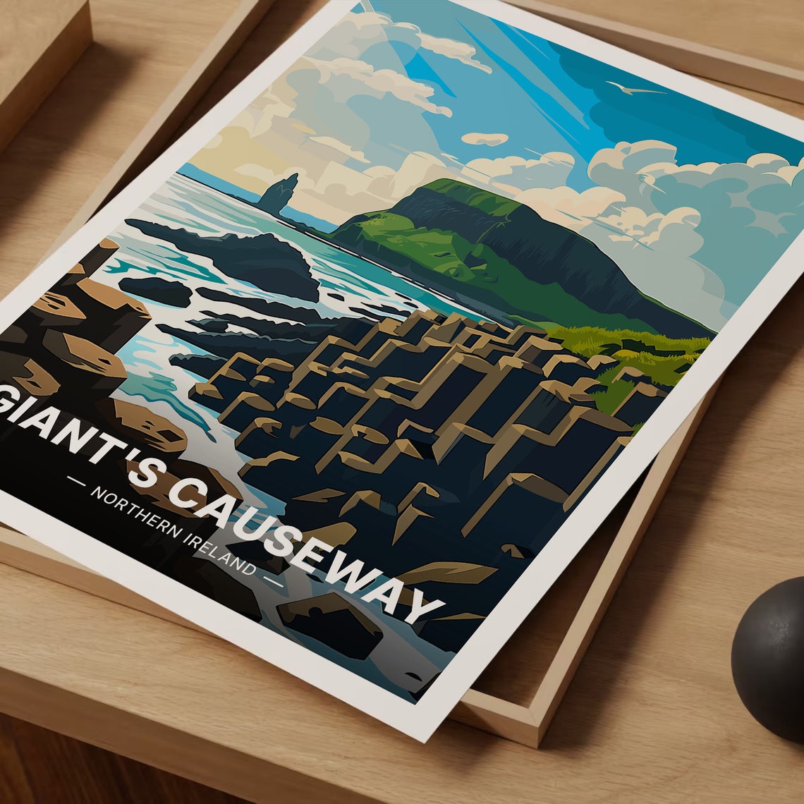 Giants Causeway Northern Ireland Poster Basalt Columns Sea Cliffs Art - Image 3
