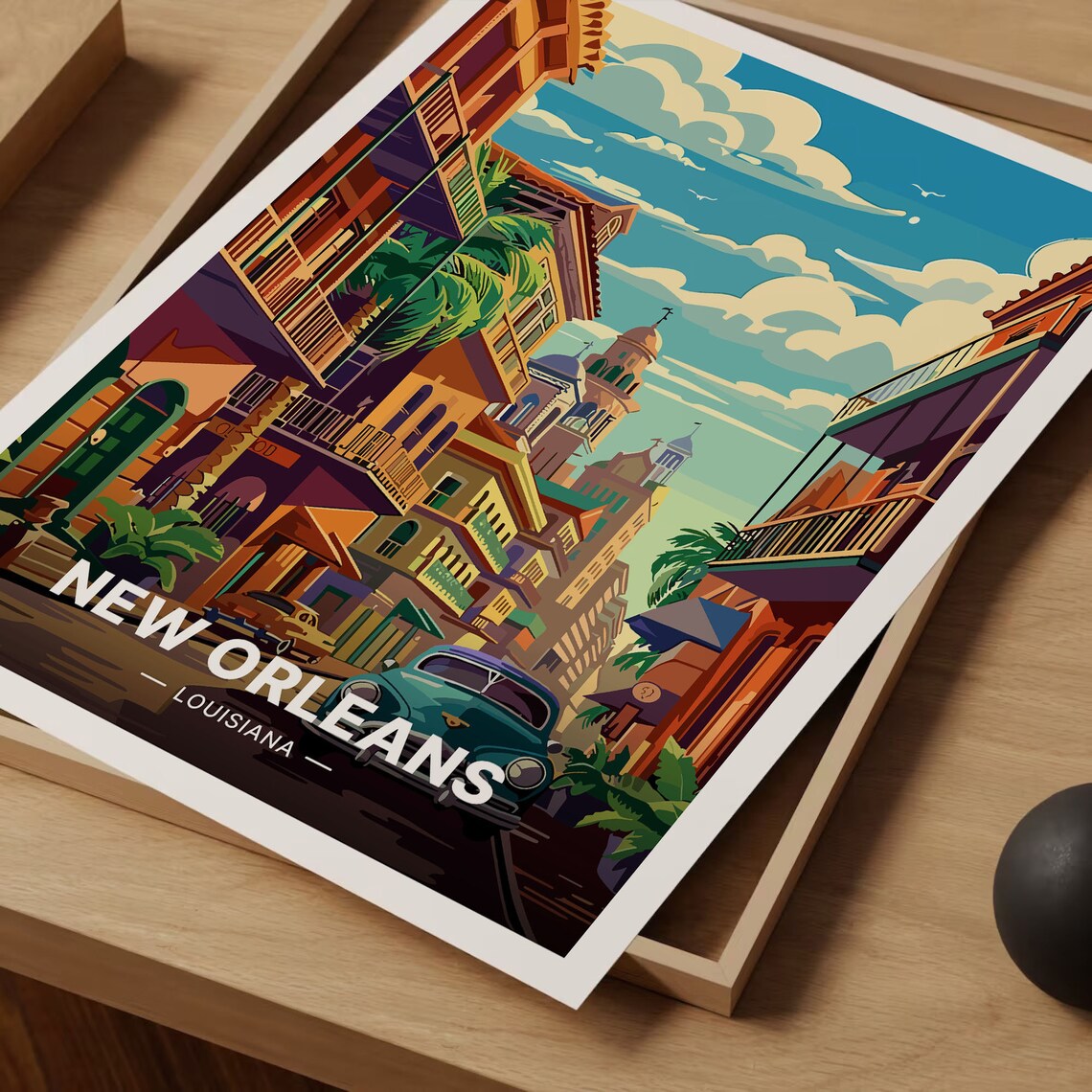 New Orleans Travel Poster, Cityscape Art Print - Image 3