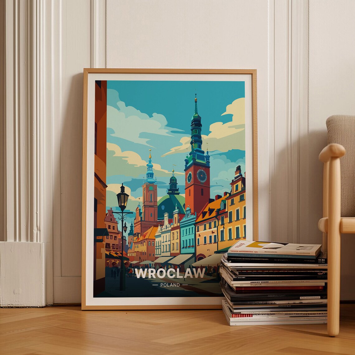 Wroclaw Poland Travel Poster, European Cityscape