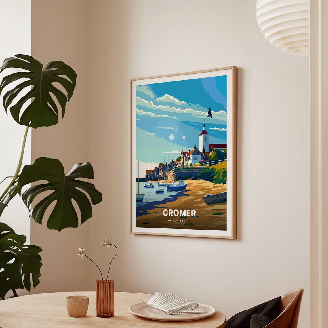 Cromer Norfolk Harbor Boats Church Tower Coastal Travel Poster - Image 2