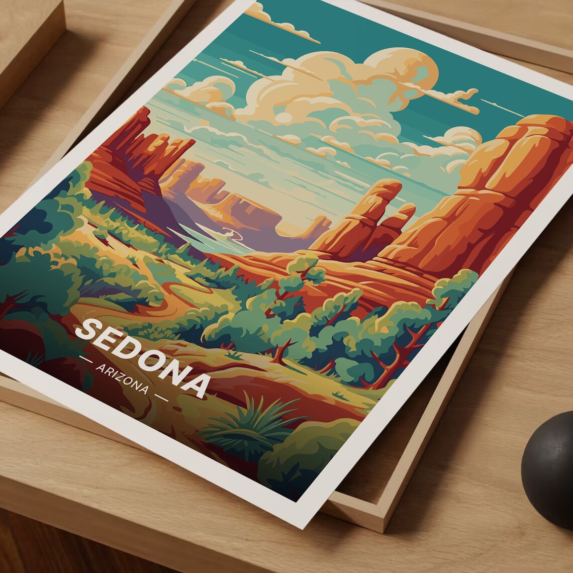 Sedona Arizona Travel Poster, Desert Landscape Art Print - Image 3