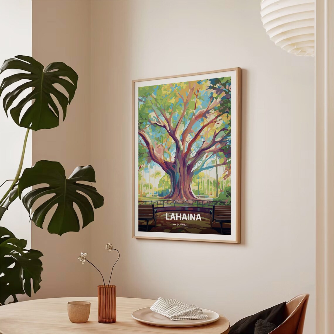 Vintage Lahaina Maui Banyan Tree Travel Poster - Image 2