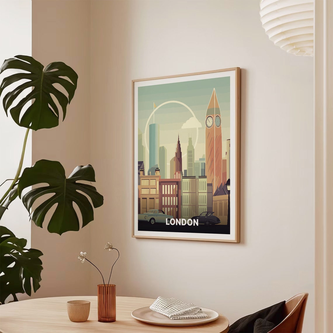 London Skyline Clock Tower Classic Car Retro Cityscape Travel Poster - Image 2