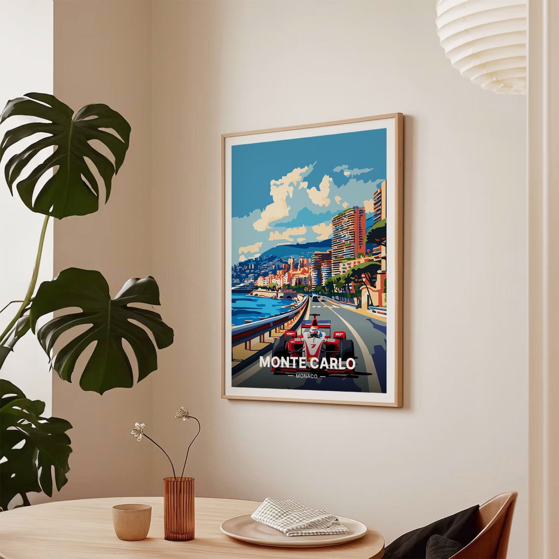 Monte Carlo Monaco Grand Prix Race Car Coastal Road Motorsport Poster - Image 2