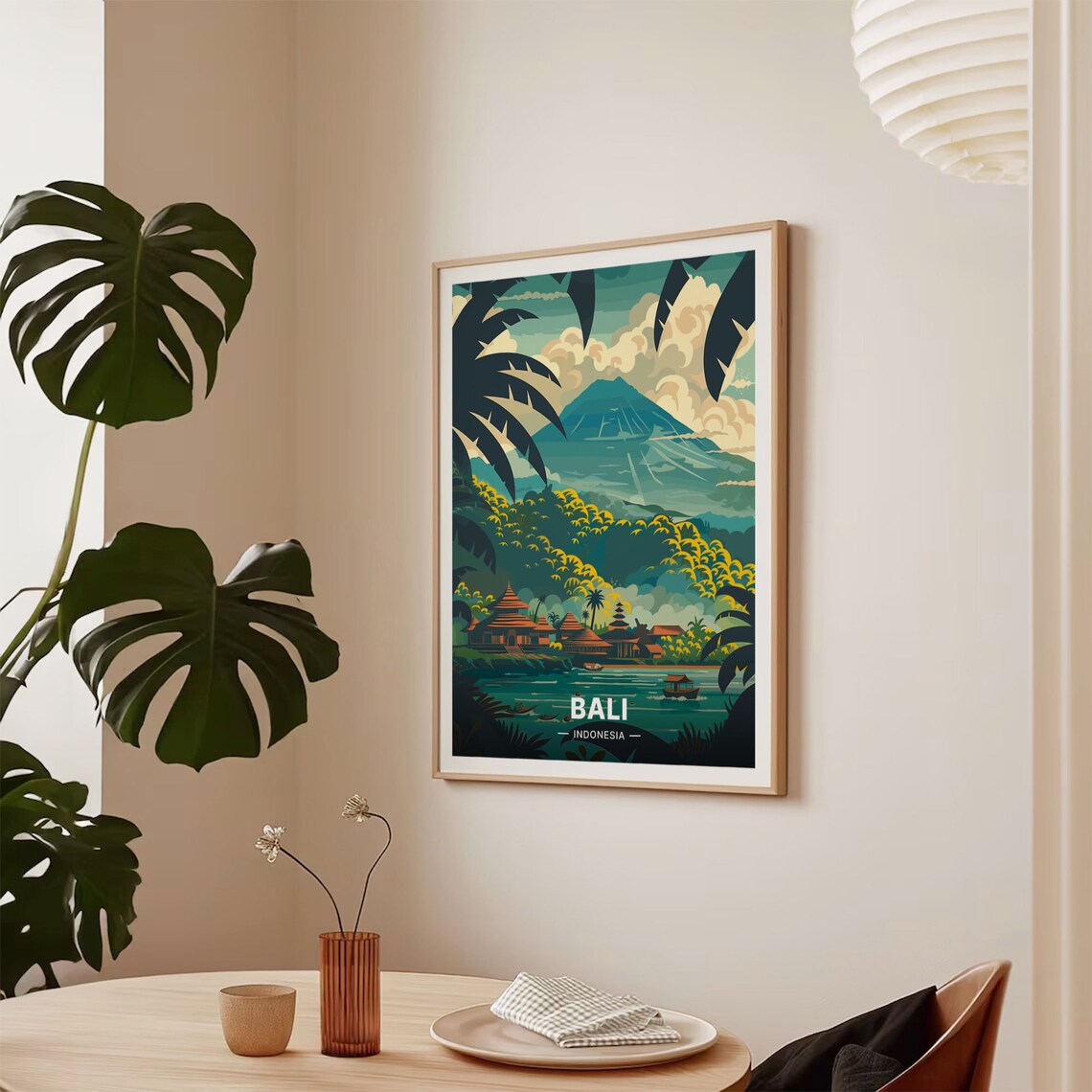 Bali Indonesia Volcano Temple Tropical Jungle Island Travel Poster - Image 2
