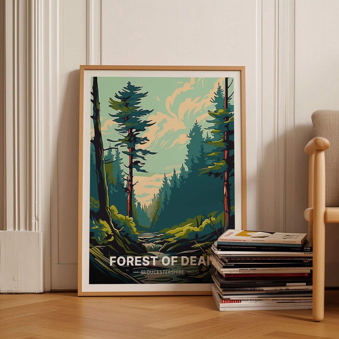 Forest of Dean Gloucestershire Tall Pines Stream Travel Poster