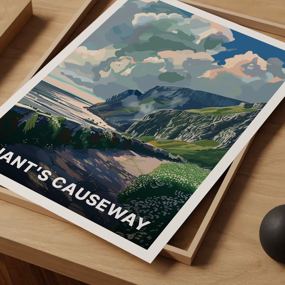 Giant's Causeway Northern Ireland Coastal Cliffs Path Travel Poster - Image 3