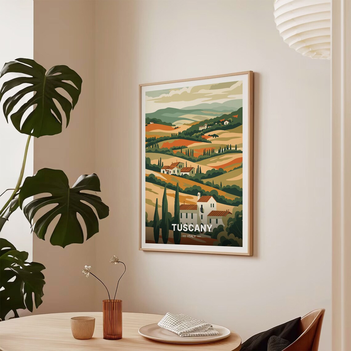 Tuscany Italy Rolling Hills Cypress Farmhouses Scenic Travel Poster - Image 2
