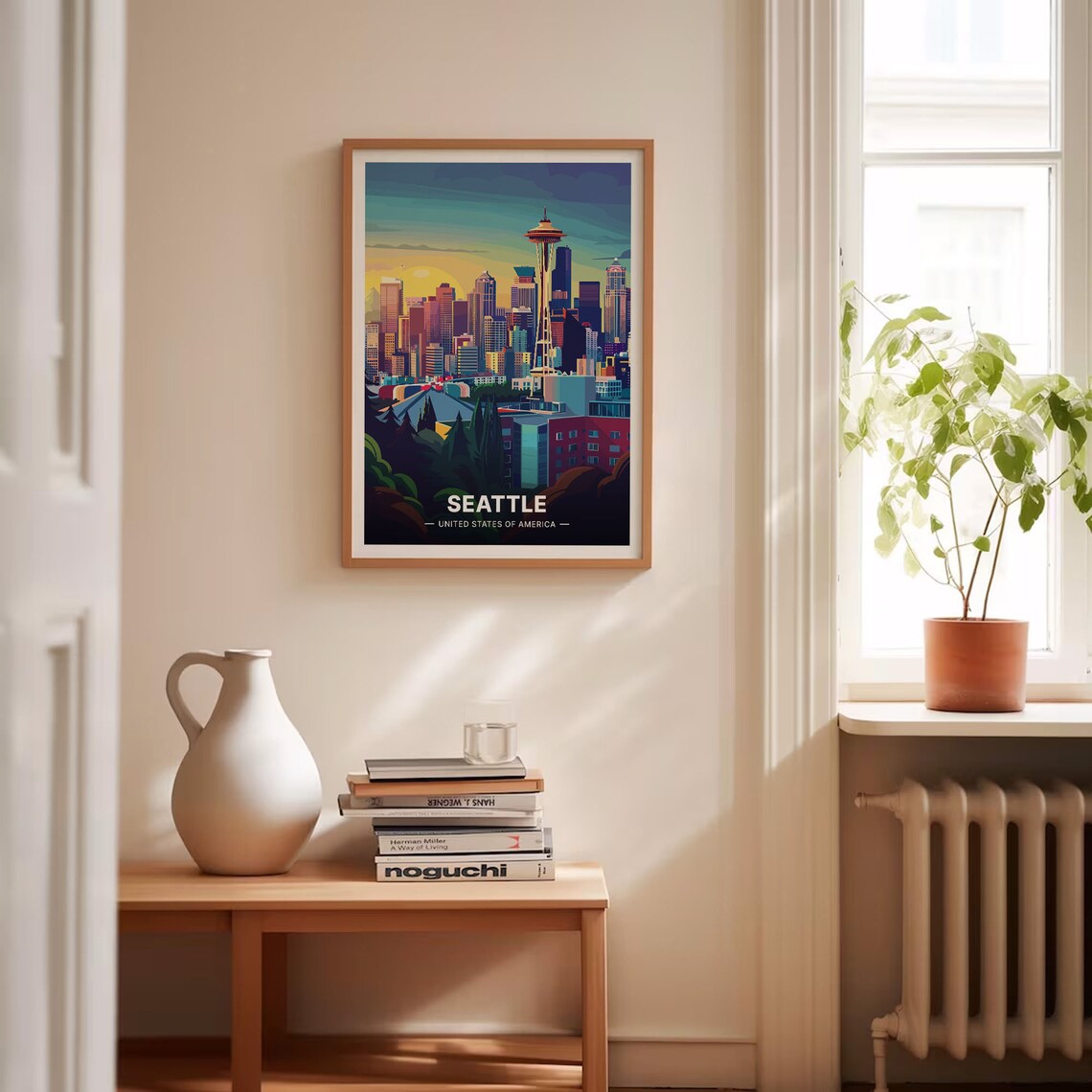 Seattle Skyline Travel Poster, Washington Cityscape - Image 4