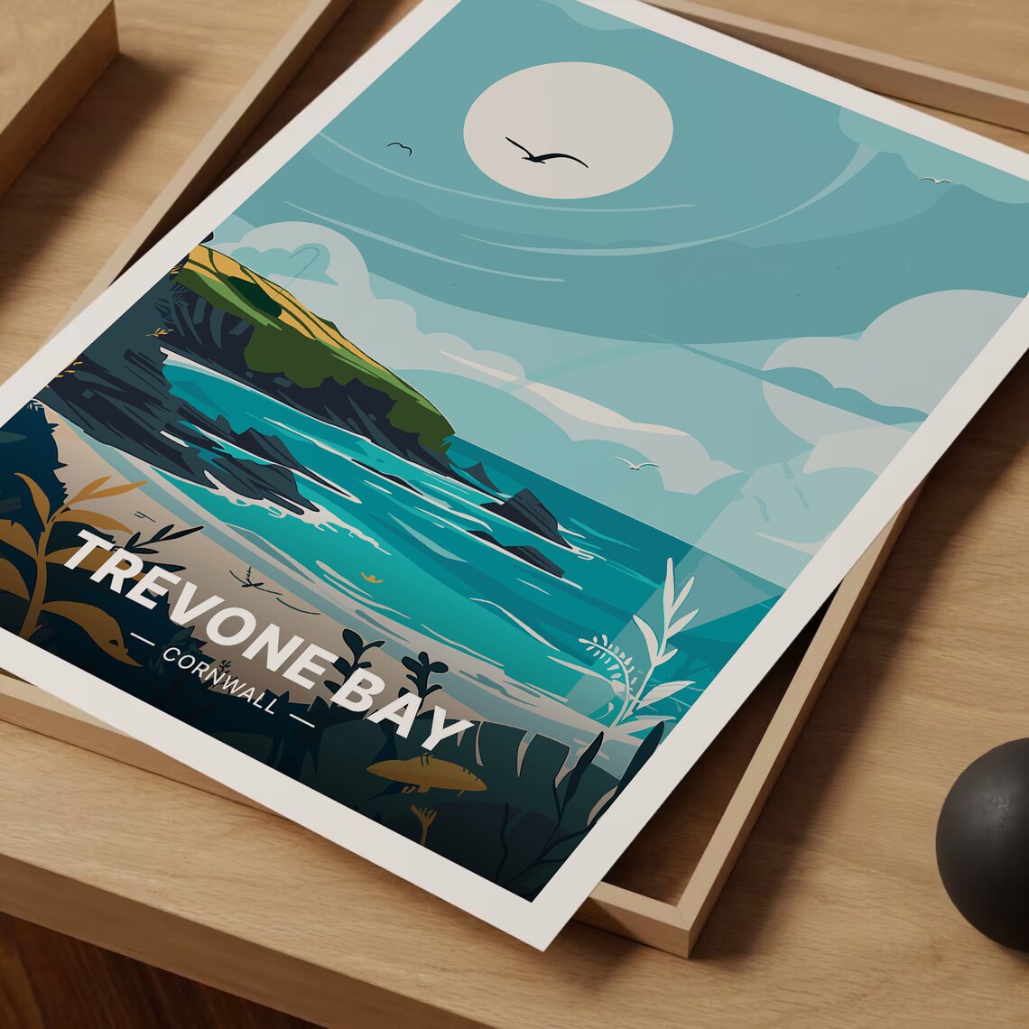 Trevone Bay Cornwall Travel Poster, Coastal Decor - Image 3