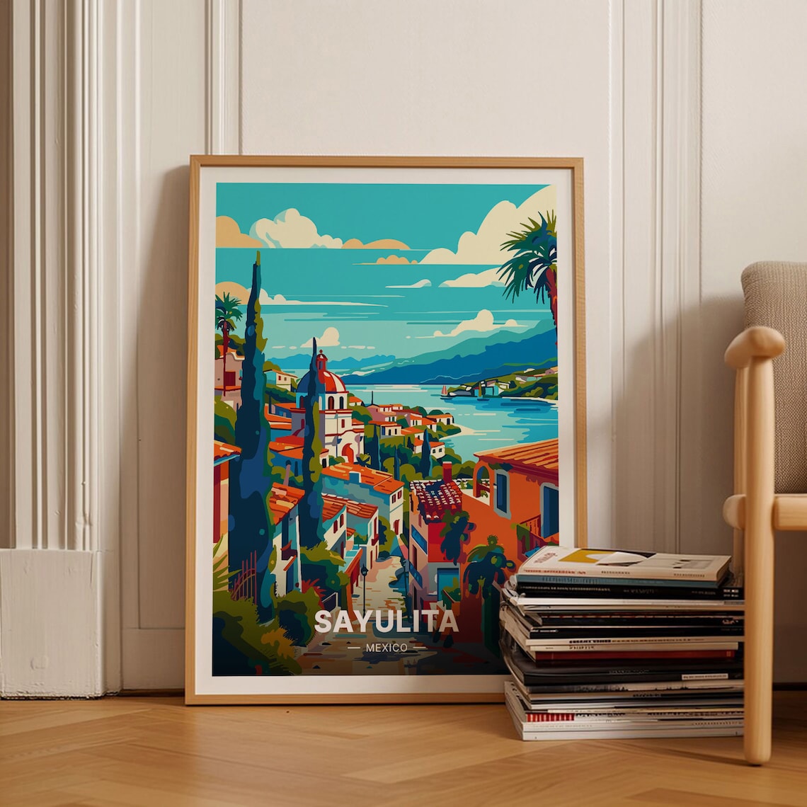 Sayulita Mexico Surf Town Colorful Streets Coastal Travel Poster