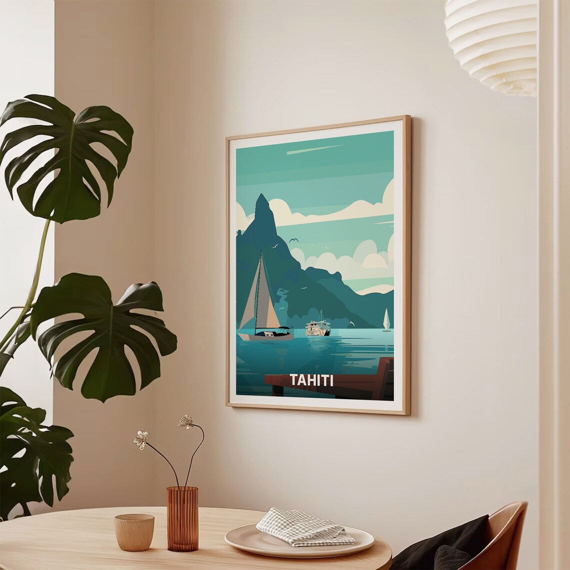 Tahiti Travel Poster, French Polynesia Minimalist Art - Image 2