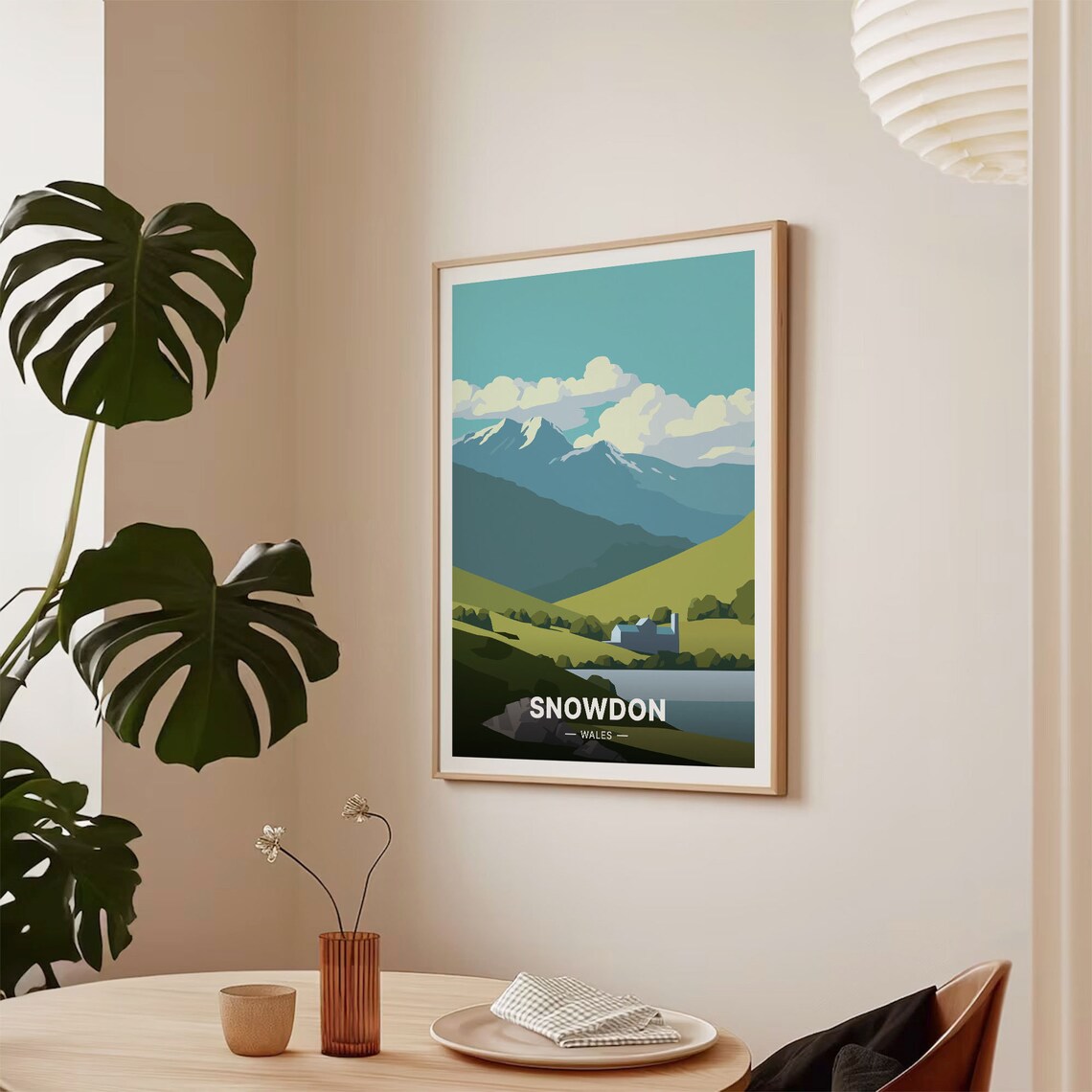 Snowdon Wales Snowdonia Peak Valley Farm Landscape Travel Poster - Image 2