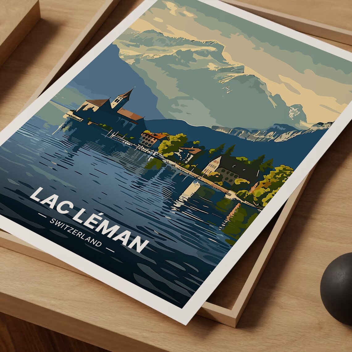 Switzerland Lac Lman Vintage Style Travel Poster - Image 3
