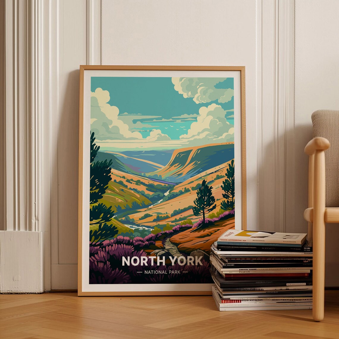 North York Moors National Park Heather Dale Vintage Travel Poster