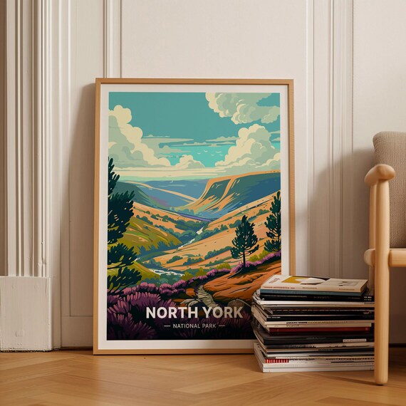 North York Moors National Park Heather Dale Vintage Travel Poster