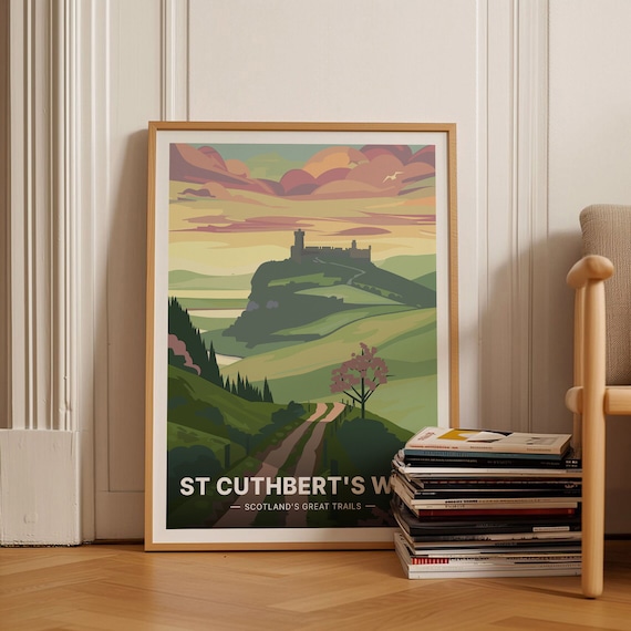 Scotland Travel Poster, St Cuthberts Way Hiking Trail