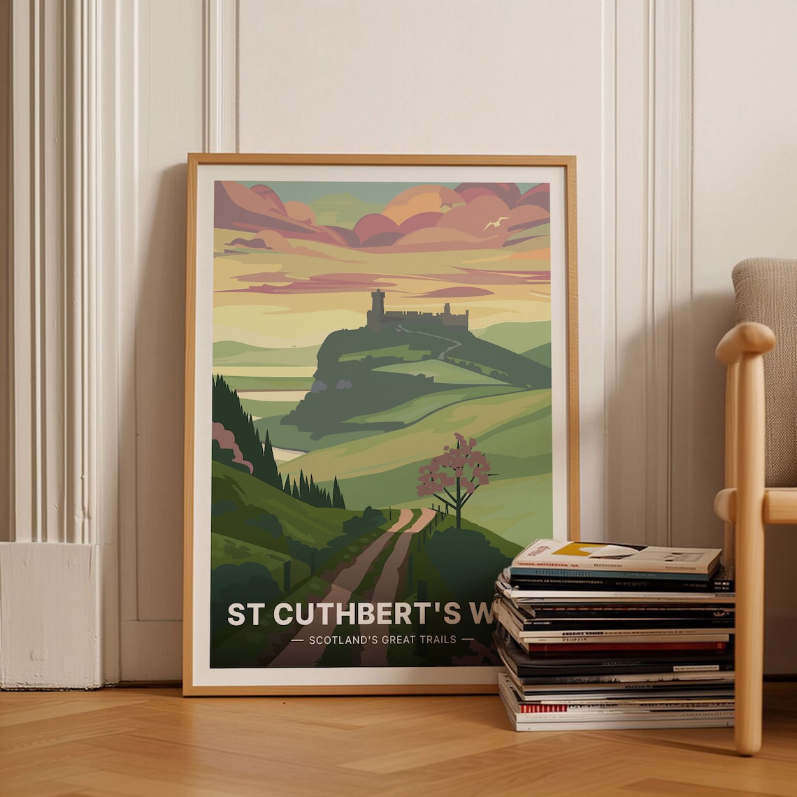 Scotland Travel Poster, St Cuthberts Way Hiking Trail