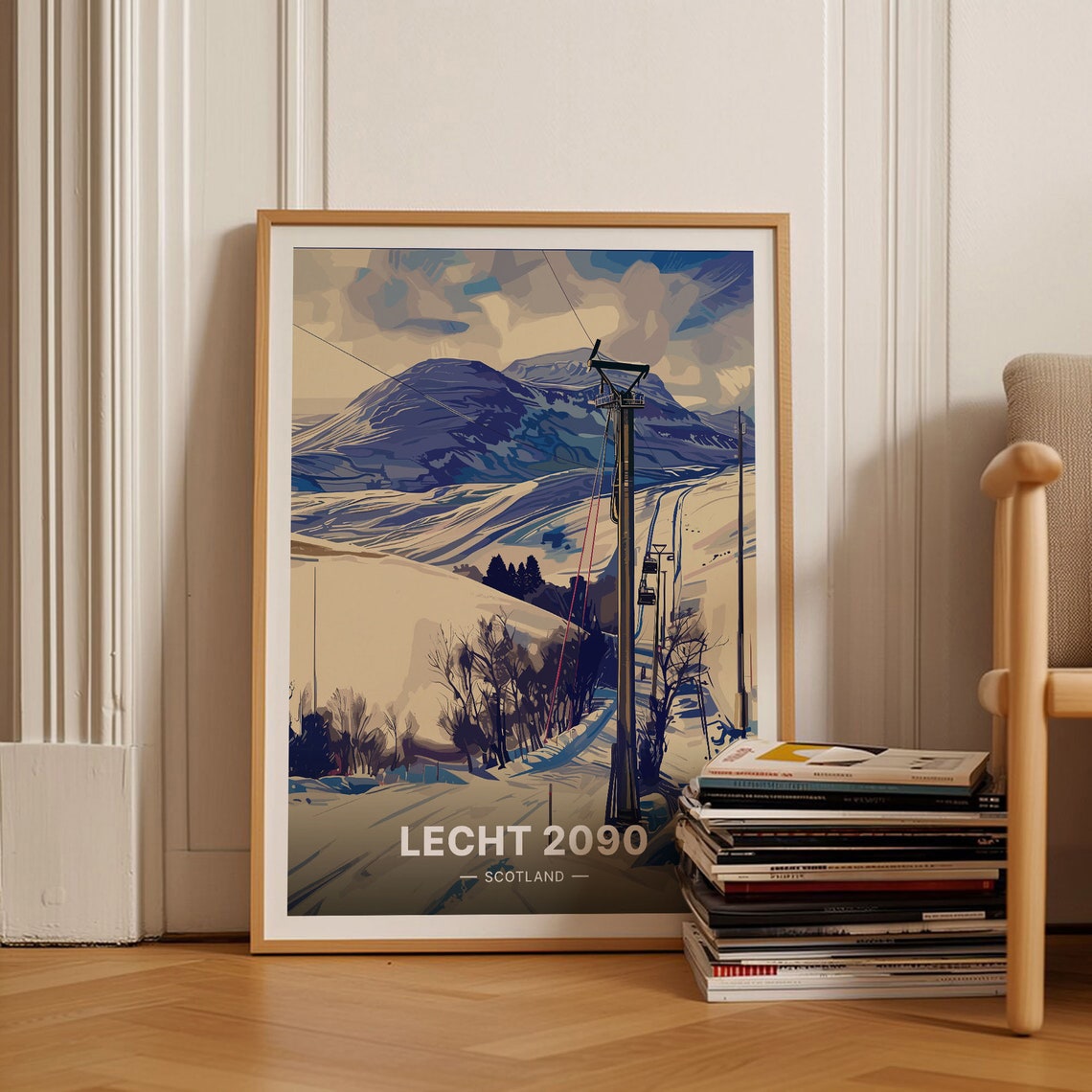 Lecht 2090 Scotland Ski Slopes Chairlift Snowy Mountain Poster