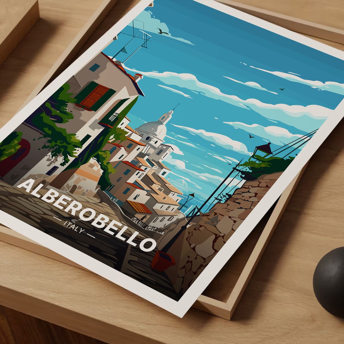Alberobello Italy Whitewashed Hill Town Vintage Travel Poster - Image 3