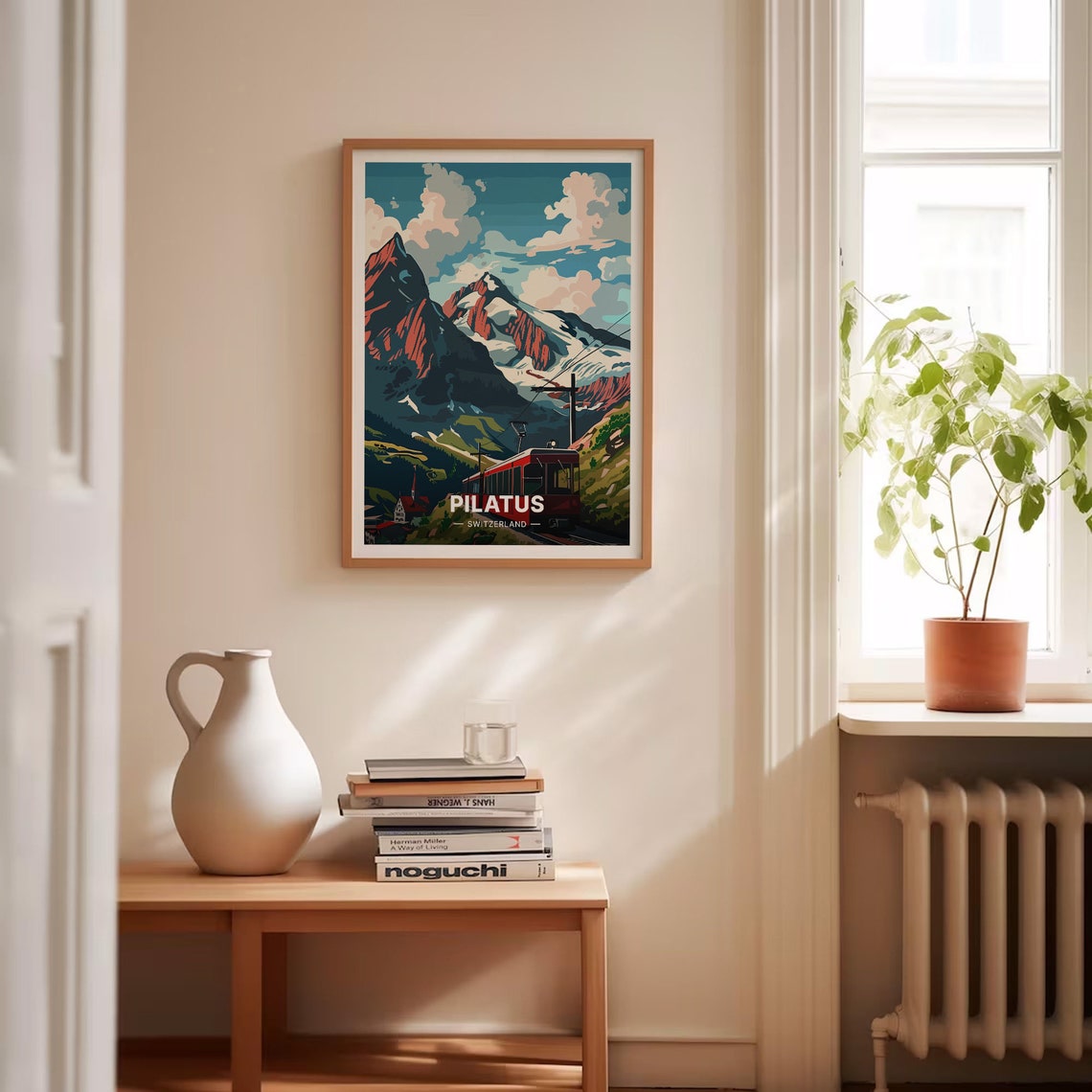 Pilatus Switzerland Alpine Cogwheel Train Peak Vintage Poster - Image 4