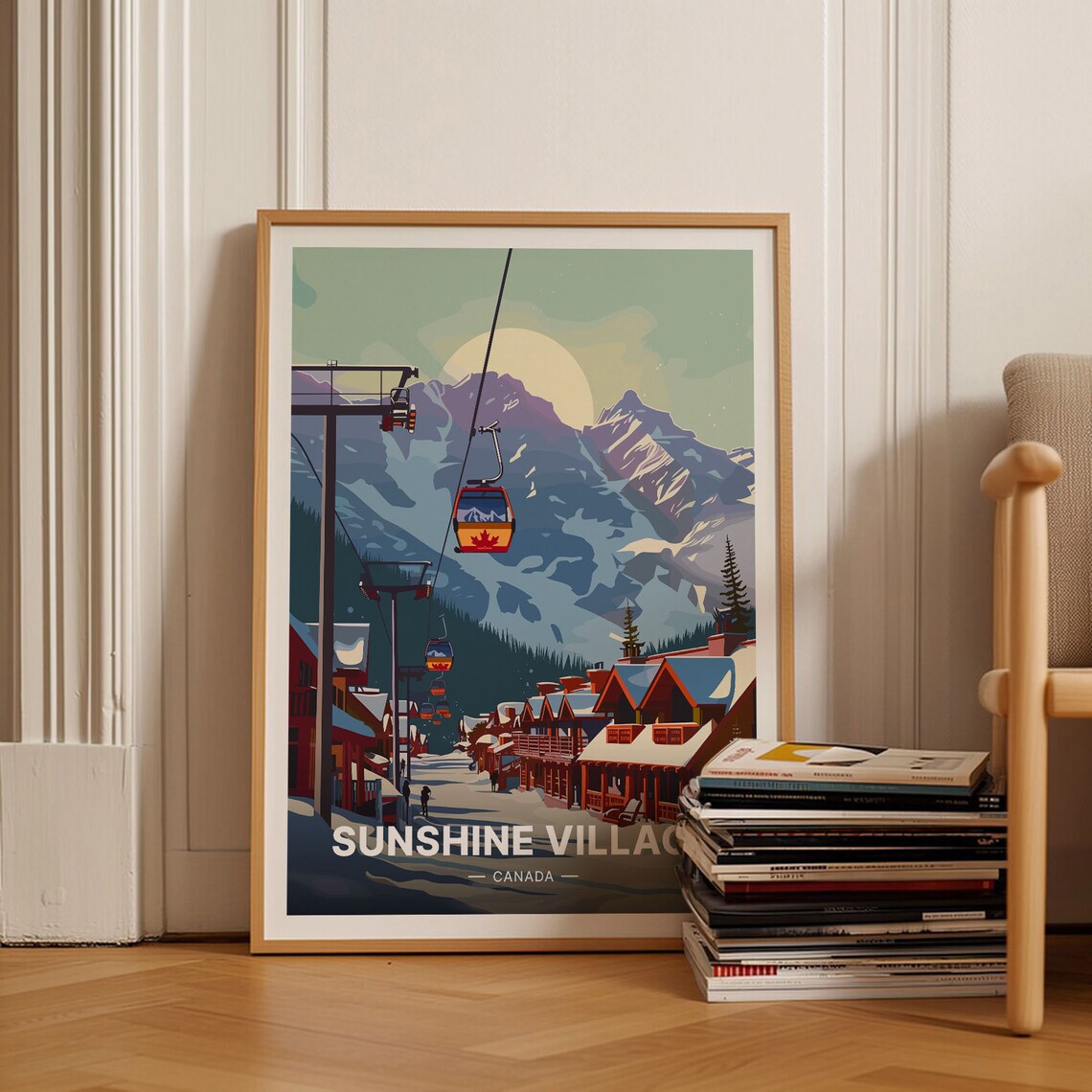 Banff National Park Travel Poster, Alberta Ski Art