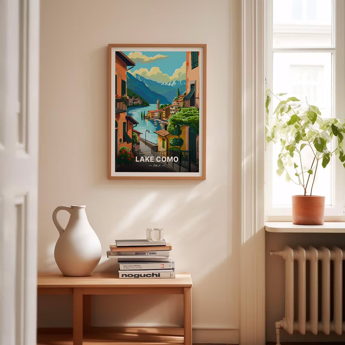 Lake Como Italy Lakeside Village Church Tower Vintage Travel Poster - Image 4