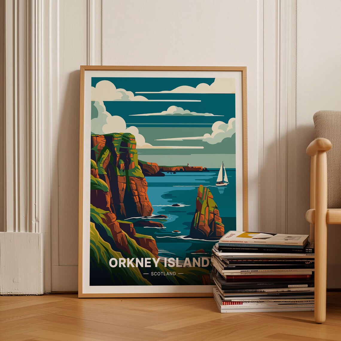 Orkney Islands Travel Poster, Scotland Landscape