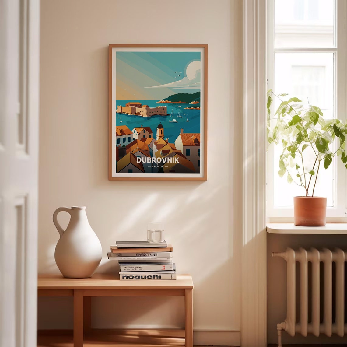 Dubrovnik Croatia Old Town Walls Harbor Moonlight Travel Poster - Image 4