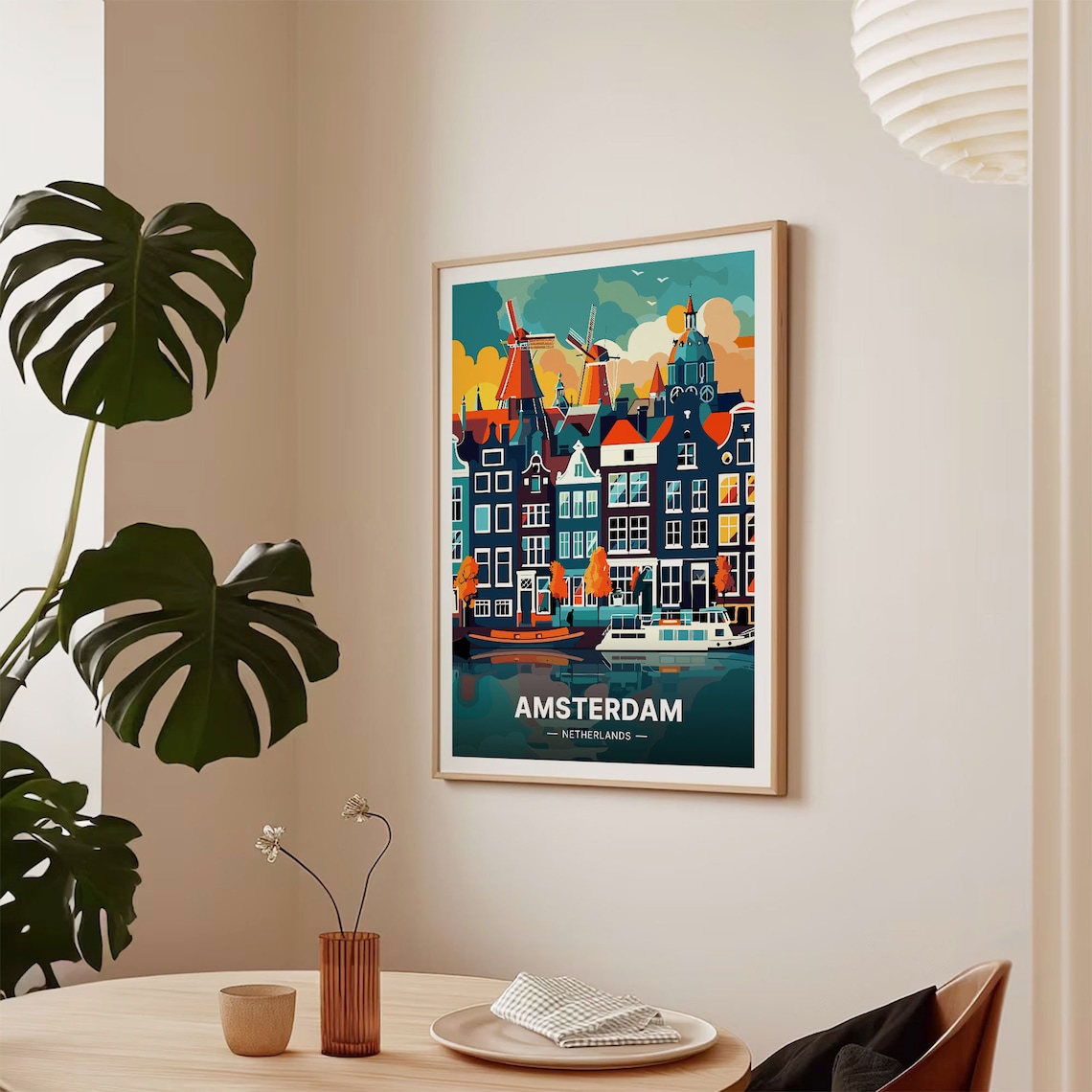 Amsterdam Travel Poster, Holland Cityscape Art Print - Image 2