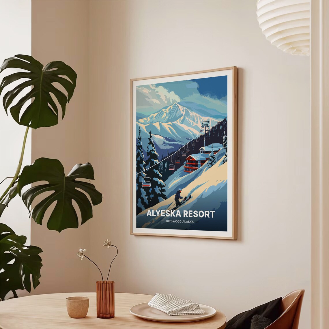 Alyeska Ski Resort Travel Poster, Girdwood Alaska Retro Art - Image 2