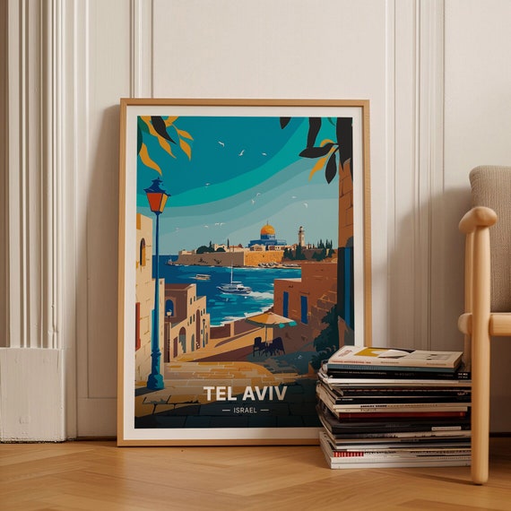 Tel Aviv Travel Poster, Israel Cityscape Art